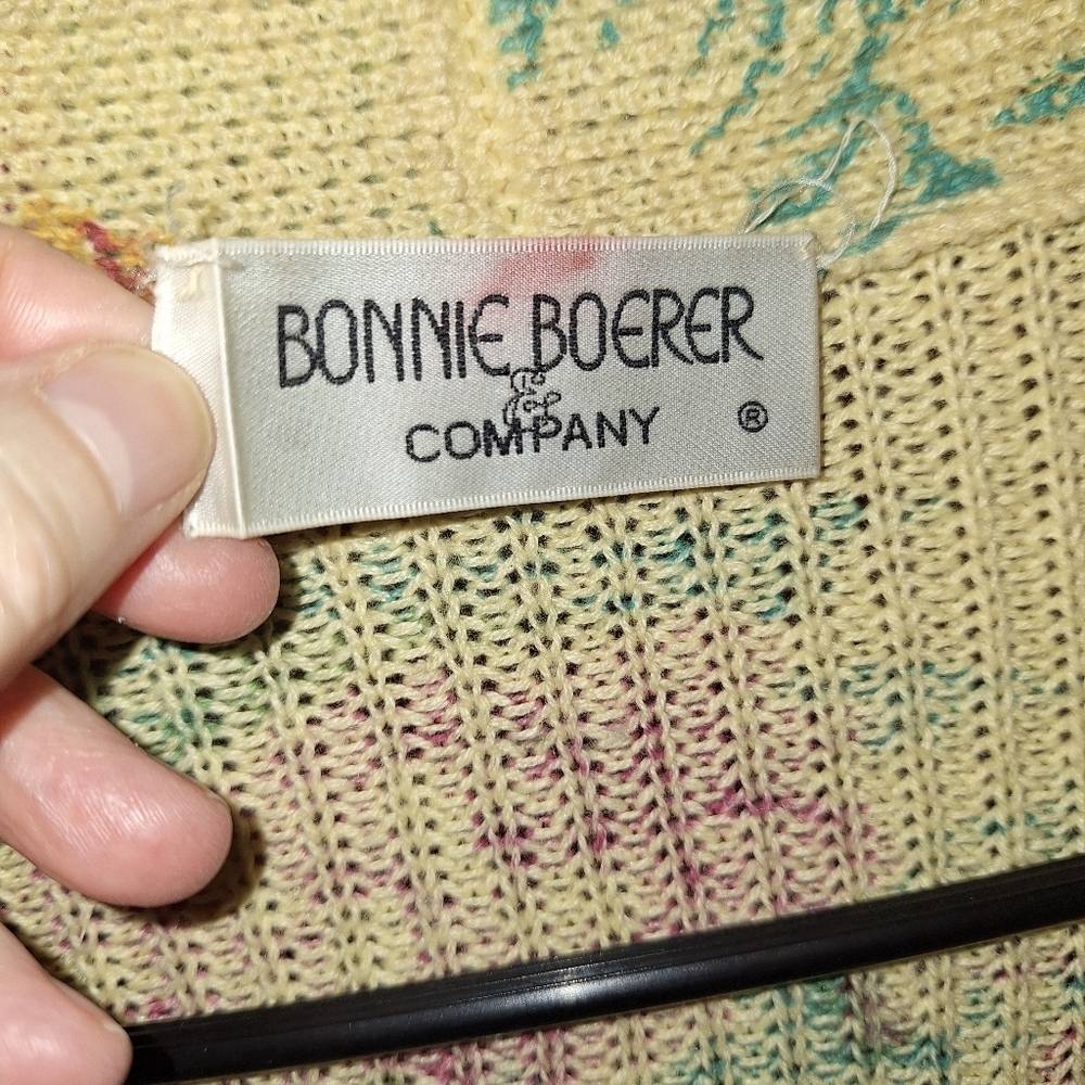 Vintage Bonnie Boerer Sweater Oversized Floral Boho ARTSY SHABBY CHIC READ AD - Picture 6 of 6